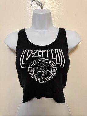 Brandy Melville Black Led Zeppelin Graphic Crop Tank
